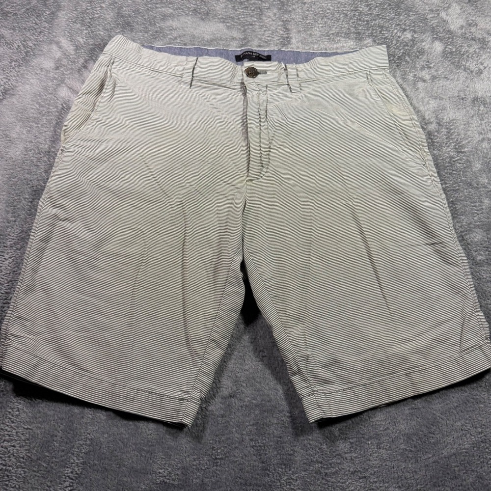 Banana Republic Aiden Slim Fit Shorts Mens 32 Grey White‎ Micro Stripe Cotton
